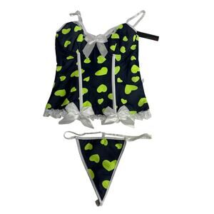 hearts rob blue with yellow hearts corset top with panties Size S